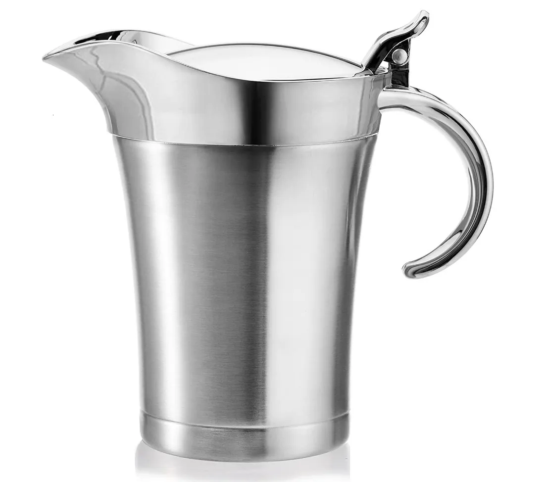 Herb Spice Tools Peohud Gravy Boat 304 Stainless Steel Double Insulated Sauce Jug with Hinged Lid 24 Oz Gravy Warmer Pitcher for Home and Kitch 230831