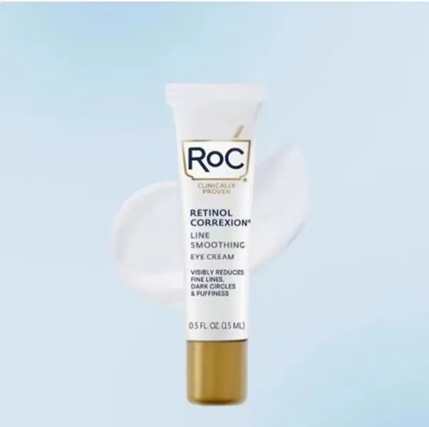 RoC Retinol Correxion Crema sotto gli occhi per il gonfiore delle occhiaie, Crema antirughe quotidiana, Linea antietà Trattamento levigante per la cura della pelle 0,5 oz (La confezione può variare)