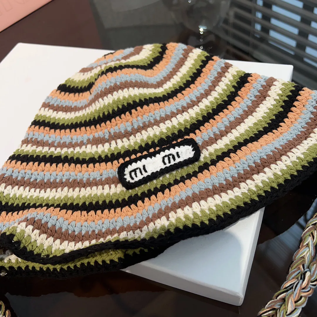 Designer Luxury New Colourful Tie Stripe Knit Fisherman's Hat Fashionable Party Trend Items