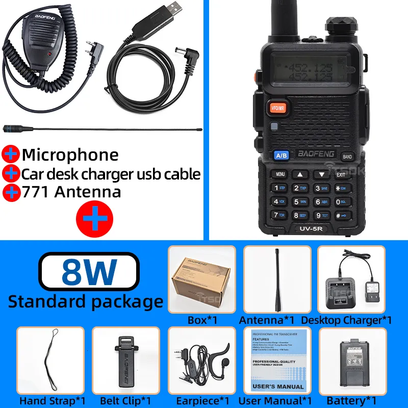 Baofeng UV 5R Dual Band Walkie Talkie Retc 15 Ham Radio Long Range Two