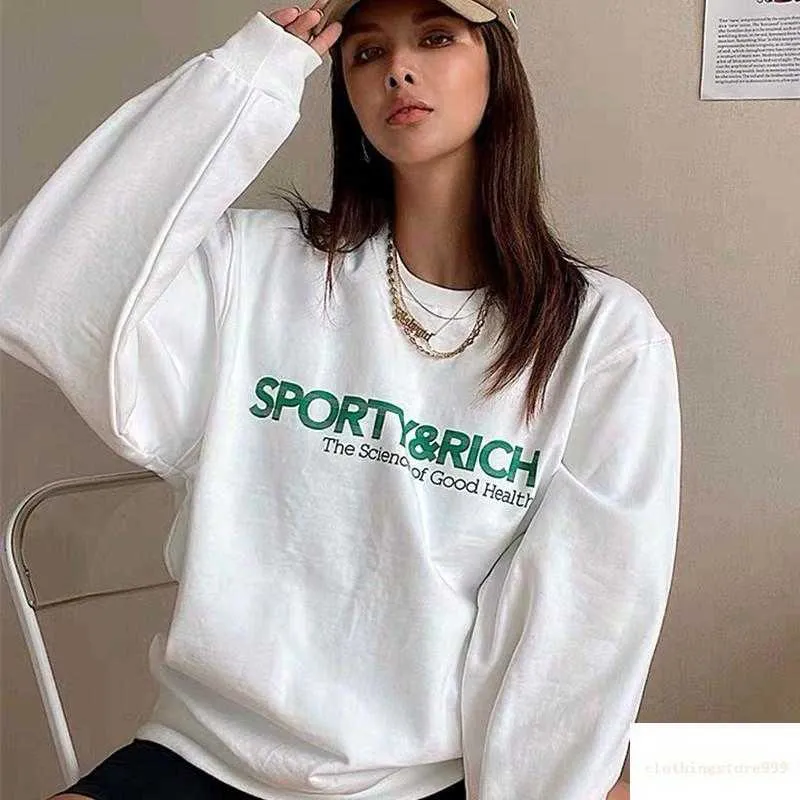 Kadın Hoodies Sweatshirts Calelinka Vintage Sportif Zengin Harfler Baskı Serin Kadınlar Yuvarlak Yuvarlak Boyun Pamuk Gevşek Spr