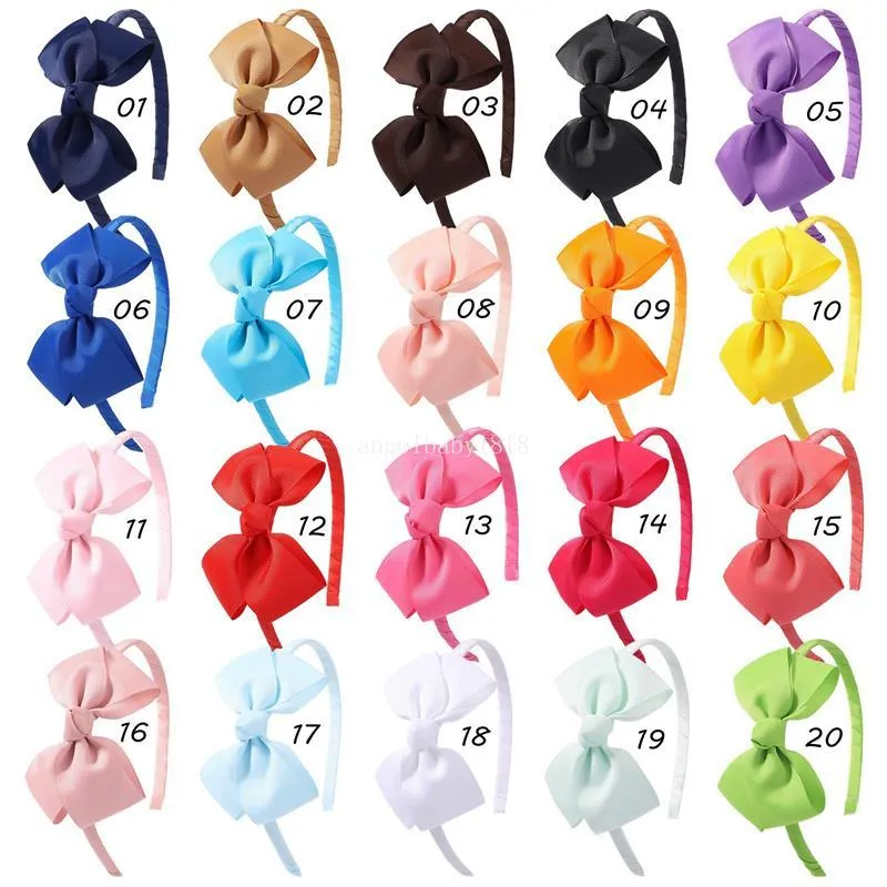Colorful Grosgrain Ribbon Hairbands Hair Accessories Baby Girls Bow Hair Hoop Handmade Hair Bands Kids Headwear