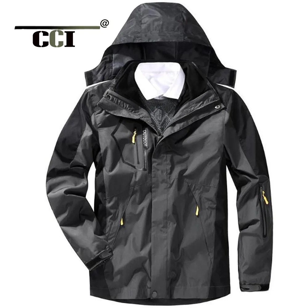 Męskie kurtki CCI płaszcz zimowy z pluszem i zagęszczonym wodoodpornym wiatrowoodpornym kurtką alpinistyczną dwuczęściową zestaw MC023 230831