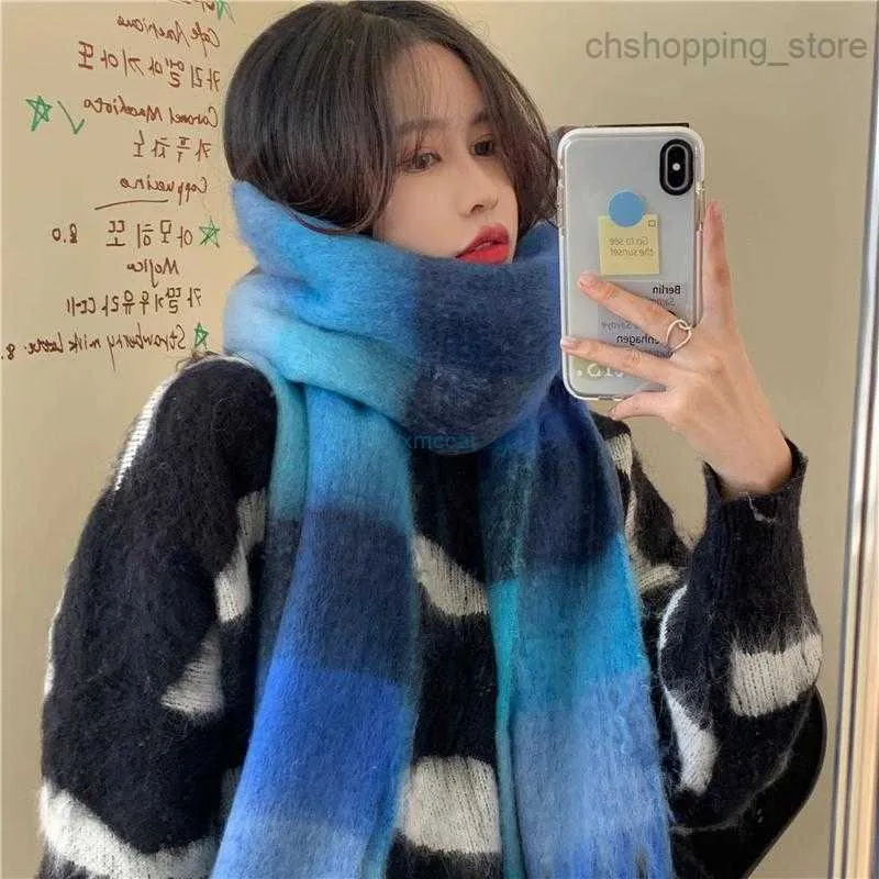 Scarves Scarf Autumn and Winter Imitation Cashmere Plaid Versatile Ac Same Shawl Dual-use Thick Tide