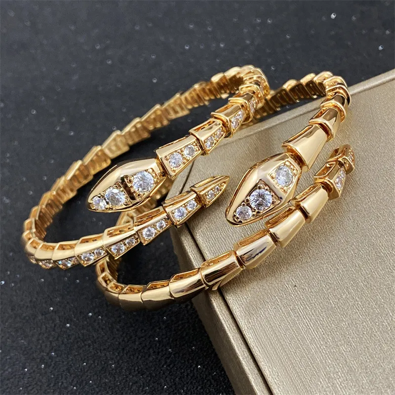 Luxe Golden Snake Armband Womens Rvs Diamond Sky Star Armband Paar Mode Snake Bone Armband Cadeau Accessoires Groothandel