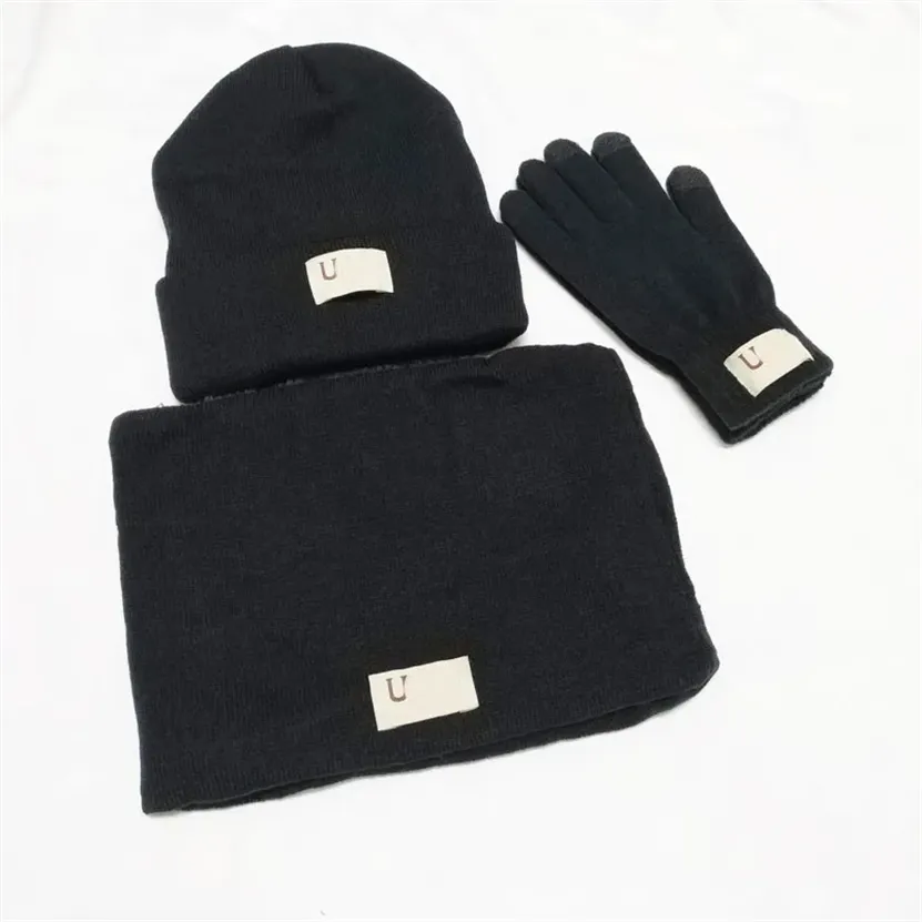 Winter zum Warmhalten Mützen Schals Handschuhe Set Designer Herren Beanie Schal Handschuh Set Mütze Strickmützen Ski Schal Unisex Winter