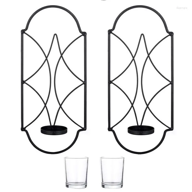 Mum Tutucular 2 PCS Metal Duvar Sconce Tutucu Dekor Montajlı Tırıltılar Şömine Yolu Yolu Siyah