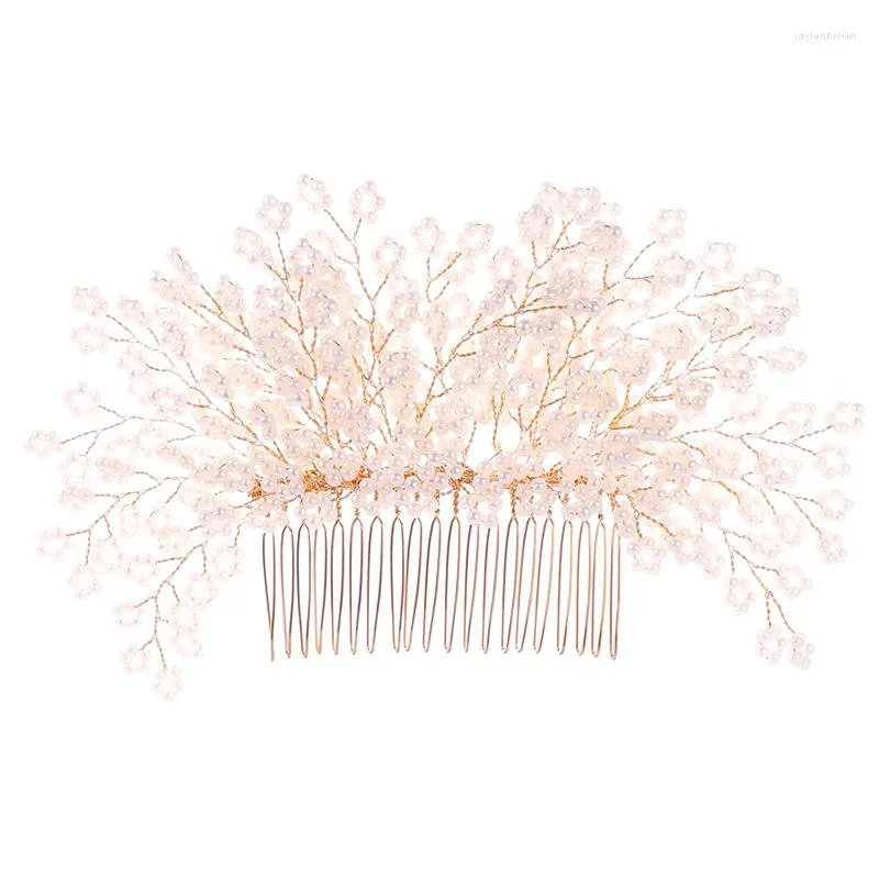 Headpieces Elegant Gold Bridal Hair Accessories Bead Comb Wedding Dress