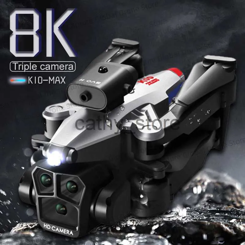 Simulatoren Neue K10 max Drohne DREI Kamera 4K Professionelle 8K HD Kamera Hindernisvermeidung Luftaufnahmen Faltbarer Quadcopter Geschenk Spielzeug x0831