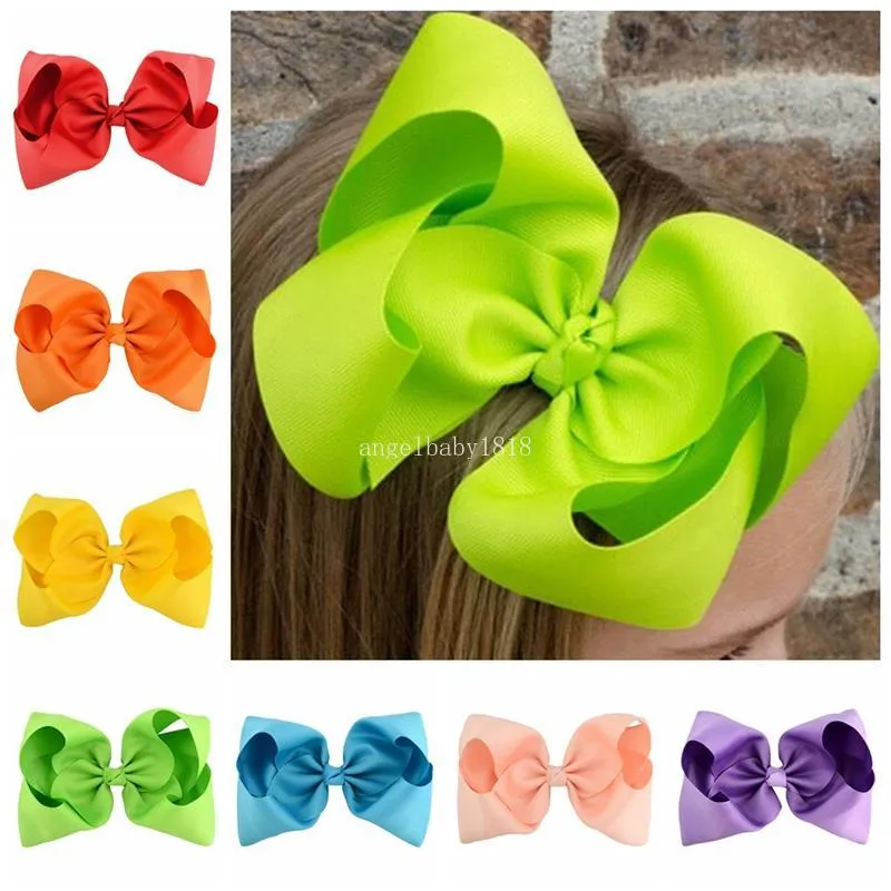 8 inch Solid Color Grosgrain Ribbon Bows Hair Clips Cute Girls Large Handmade Hairpins Barrettes Kids Hair Accessories