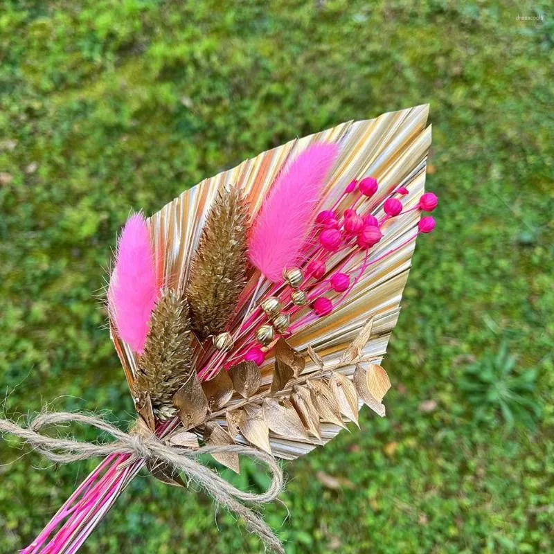 Decorative Flowers Natural Boho Cake Topper Dried Palm Small Bouquet For Wedding Decoration Handmade Floral