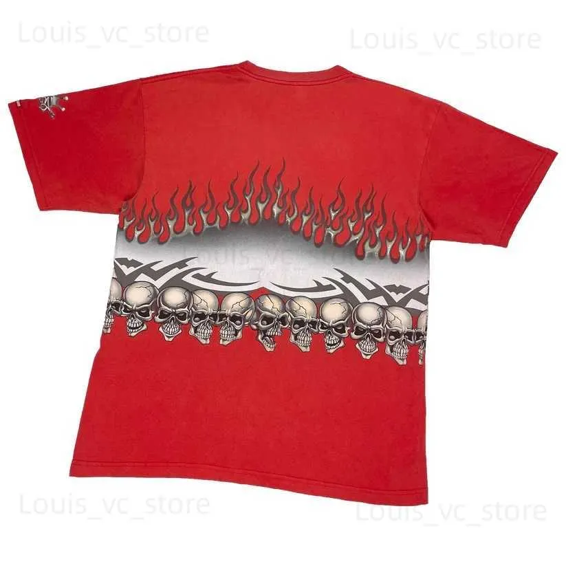 Herren T-Shirts JNCO T-Shirt Y2k Hip Hop Retro Schädel Grafikdruck Rot Übergroßes T-Shirt Männer Frauen Neue Harajuku Mode Gothic Tops Streetwear T230919