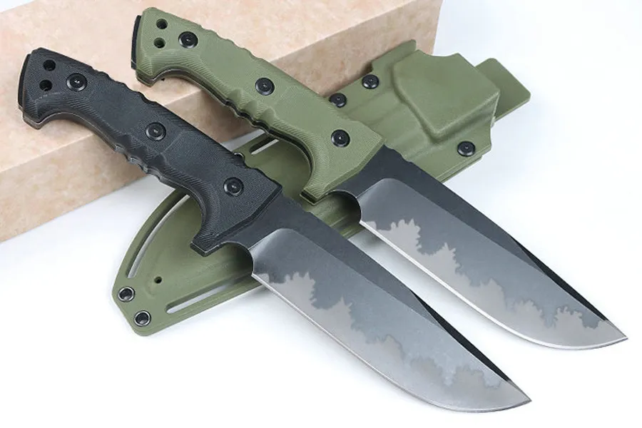 New M33 Outdoor Strong Survival Straight Knife 8Cr13Mov Stone Wash Drop Point Blade Full Tang GFN Handle Fixed Blade Tactical Knives with Kydex