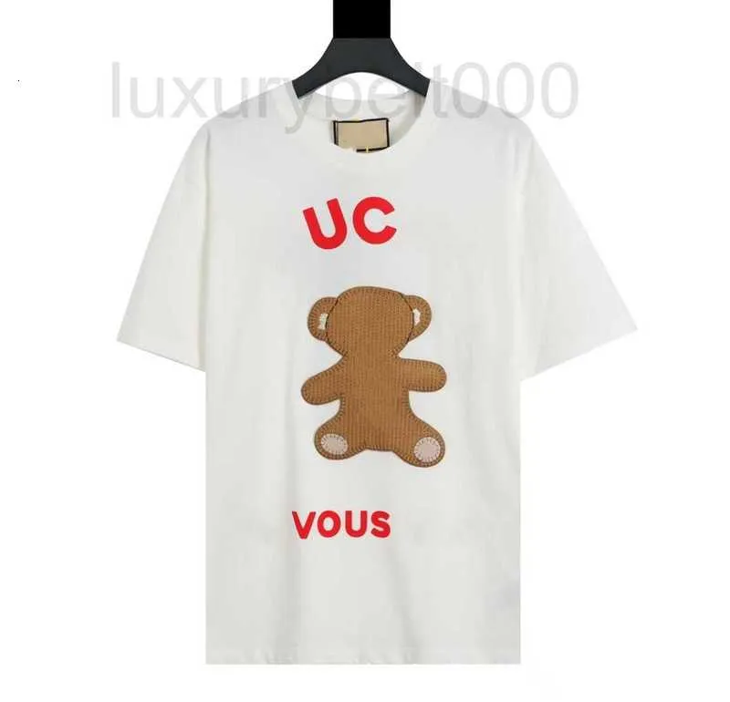 Mäns T-shirts Designer 2023 New Woolen Woven Little Bear Zhangzi Kort ärm Pure Cotton Round Neck Casual Loose and Women's T-shirt OH3A