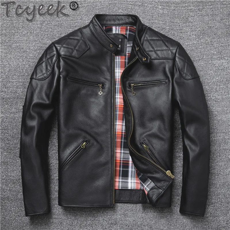 Men's Leather Faux Tcyeek 100 Real Jackets Men Spring Autumn Clothes Streetwear Moto Biker Genuine Cow Coat Jacket 230831