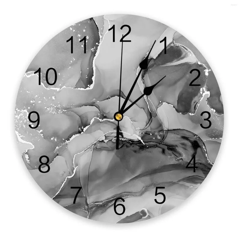 Wandklokken Marmer Kleurverloop Zwart Grijs Slaapkamerklok Grote moderne keuken Eetkamer Ronde woonkamer Horloge Home Decor