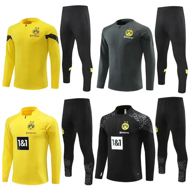 23 24 enfants et hommes Borussia Dortmund veste de survêtement Ensembles de football REUS BELLINGHAM costume d'entraînement ensemble de football Survetement 22/23/24 vêtements de sport pour hommes