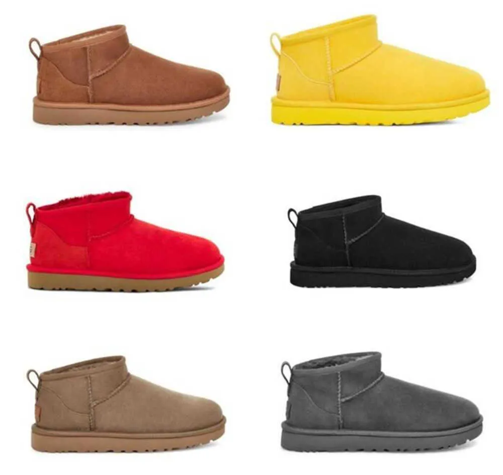 UGGit Botas Mujer Ultra Mini Botas de nieve Zapatilla U F22 Invierno Nuevo Tobillo popular Piel de oveja Piel de felpa Mantenga abrigado Tasmanses con tarjeta Bolsa para el polvo Bonitos regalos Antílope Reno