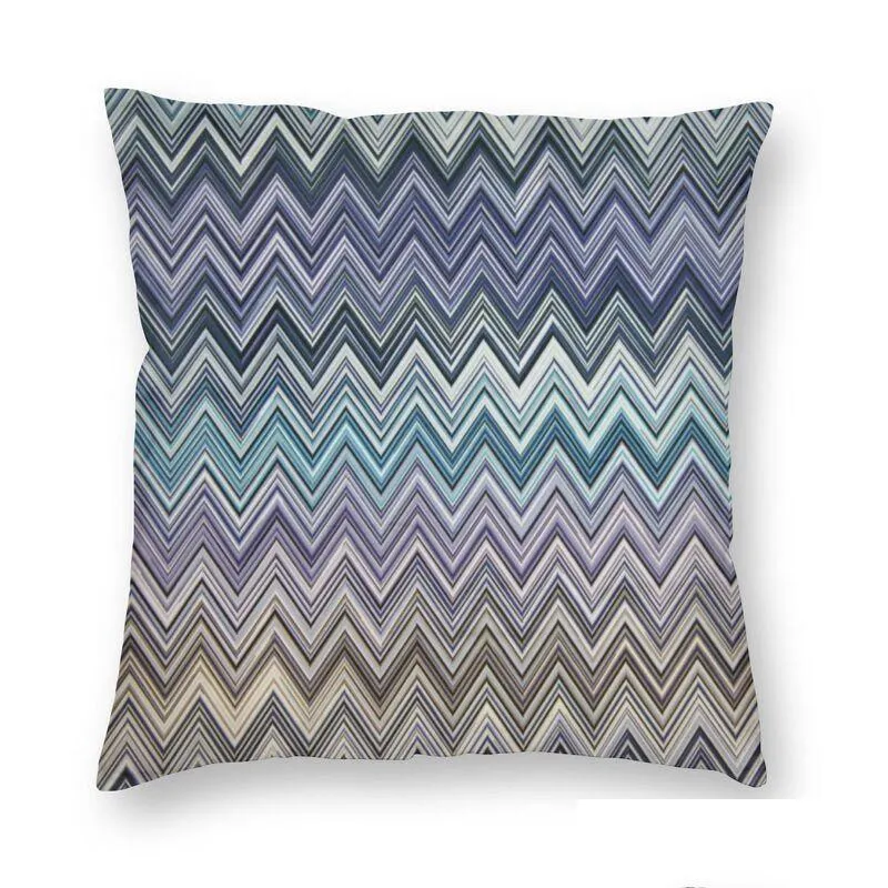 Coussin / oreiller décoratif Coussin Bohème Er Imprimer Zigzag Mticolor Cas de sol pour voiture Taie d'oreiller personnalisée Décoration de la maison Canapé C Drop Delive