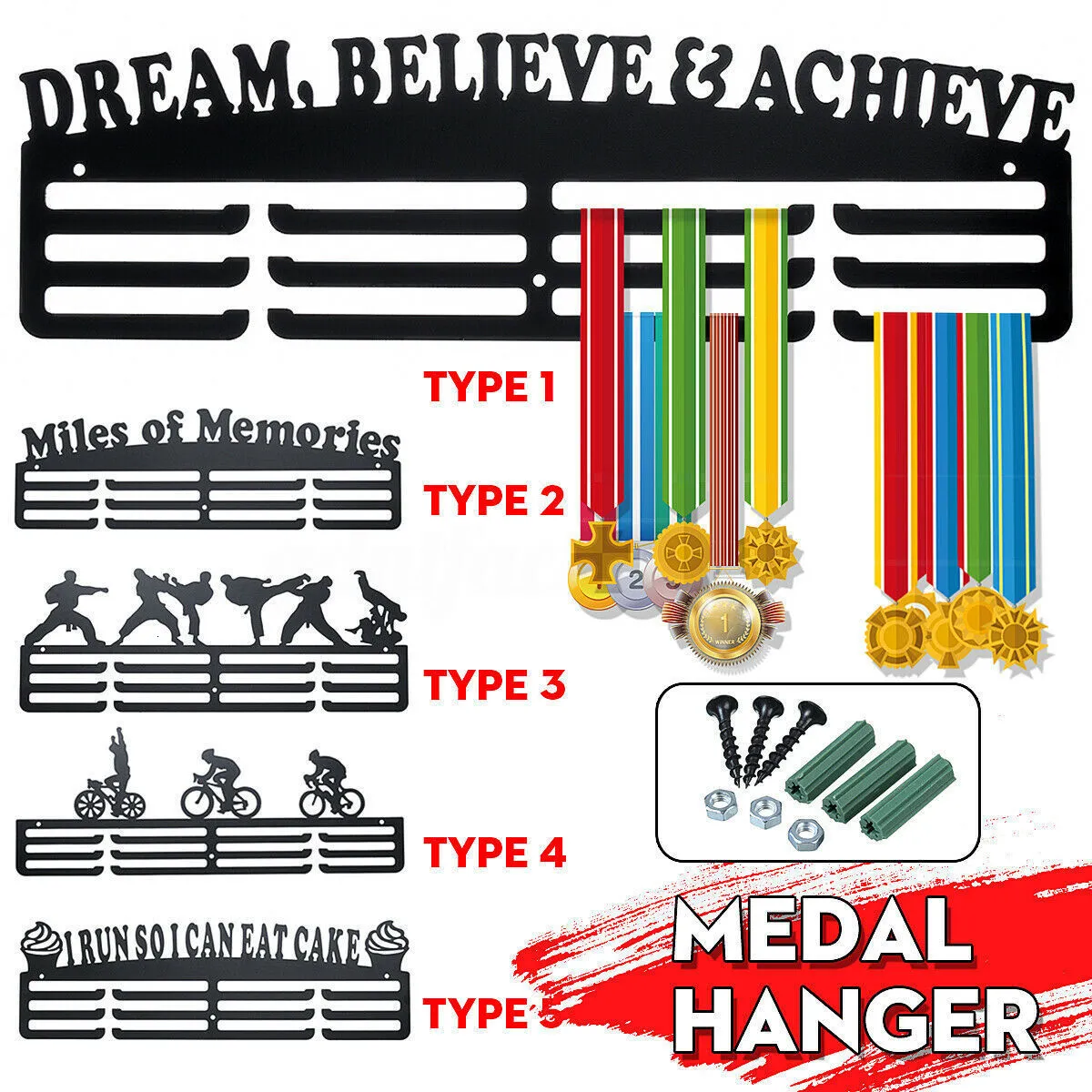 Hooks Rails Multi-Style Medal Hanging Holder Rack Hanger Bracket Wall Hooks Office Decor Iron Triathlon Running Sport Challenge Home 230830