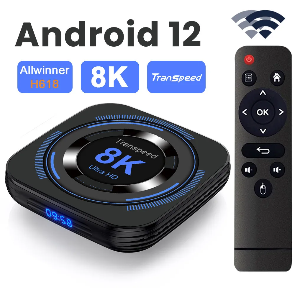 Décodeur Transpeed Android 12 TV BOX Allwinner H618 double Wifi 32G64G Quad Core Cortex A53 prise en charge 8K 4K BT lecteur multimédia vocal décodeur 230831