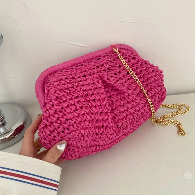 Evening Bags Summer Designer Shoulder Bag Warm Party Straw Weaving Purse Women Pillow Dumpling Cross Body 2023 Winter Pouch Cloud 230831