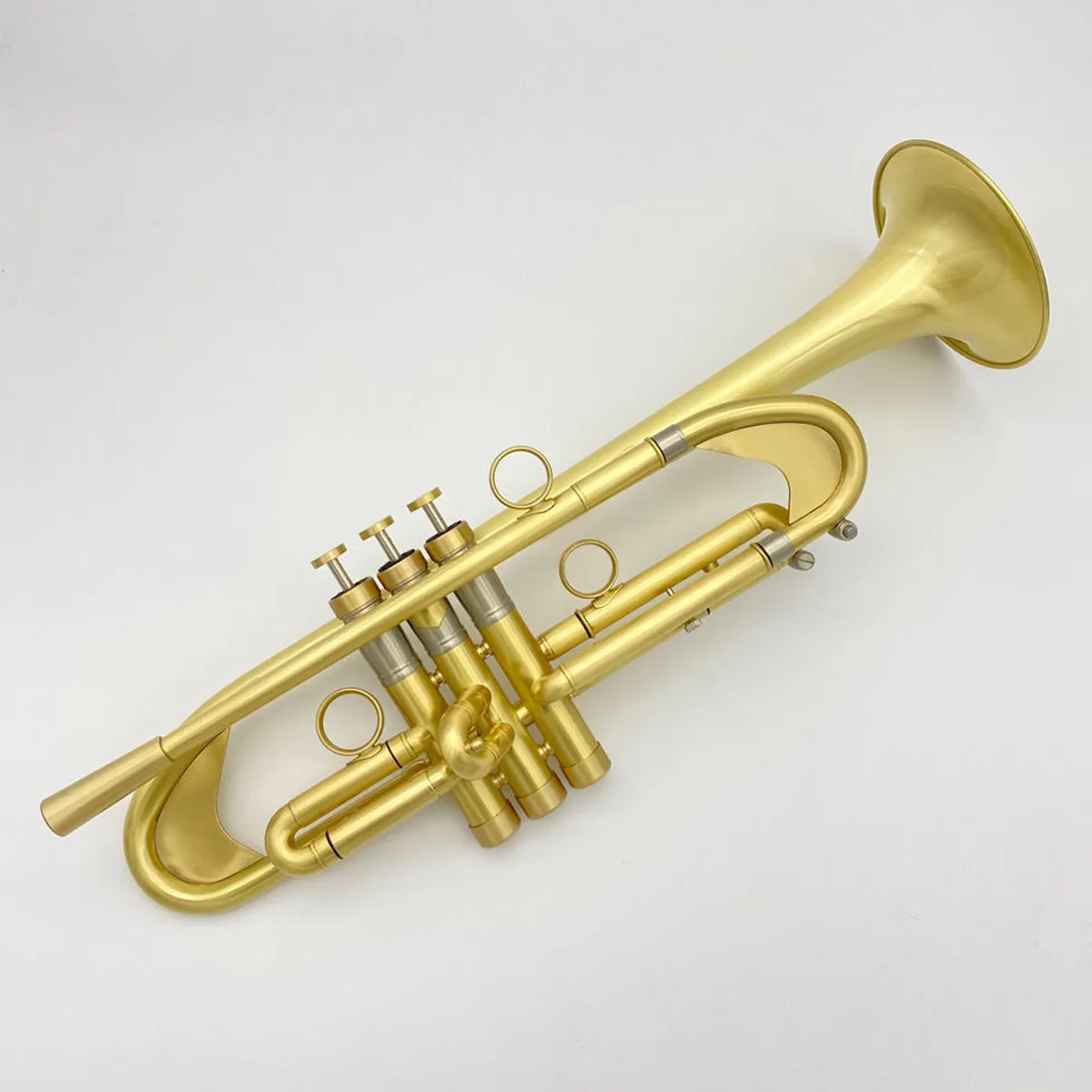 Nouveau Trompette haut de gamme, instrument de musique en laiton plaqué or brossé, trompette professionnelle profilée, entièrement en cuivre