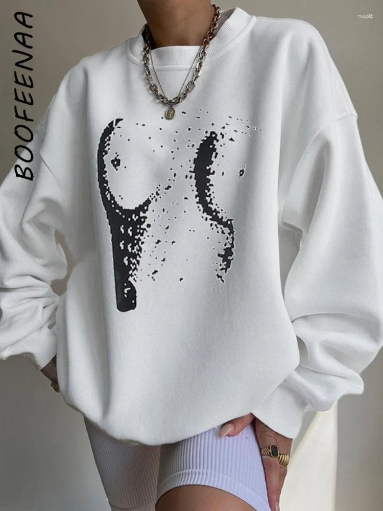 Dames Hoodies BOOFEENAA 3D Body Gedrukt Grafisch Oversized Sweatshirts met Capuchon Herfst Winter Lange Mouwen Tops Dames Street chic C69-CH43