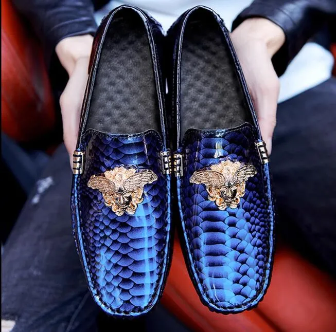 Men's vintage leather best sale loafers lazy single shoes