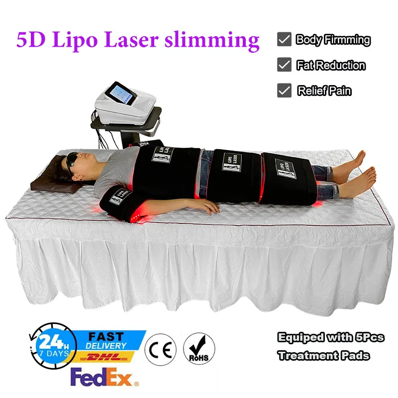 Luz ROJA Máquina de adelgazamiento Láser Lipo Pérdida de peso Anti celulitis Profesional 5D Maxlipo Lipolaser Quema de grasa Terapia del dolor Salón Uso en el hogar