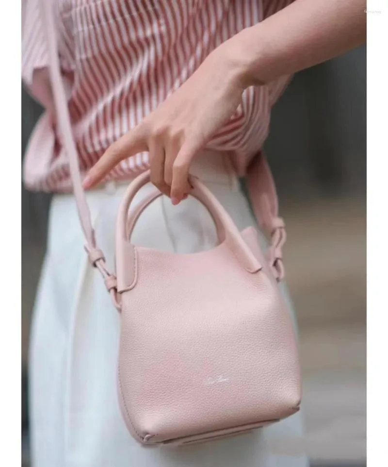 Evening Bags LP Brand Cowhide With Lychee Marks Pendling Simple Loro Handväska Single Shoulder Bag Oblique Cross Package Bucket Lady