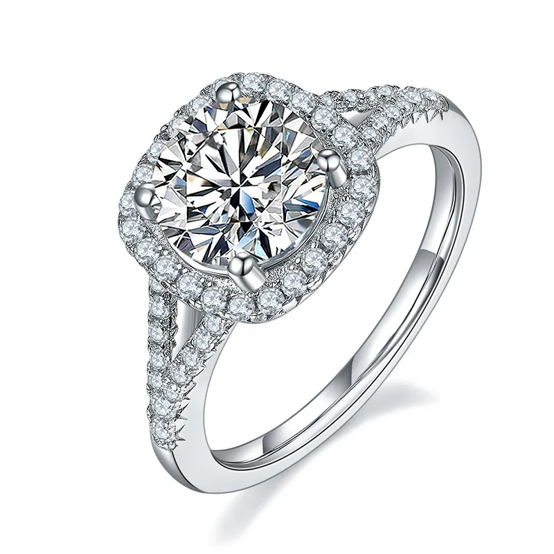 Högkvalitativ 2023 Ny lyxig fyrkantig väska dubbelarmar Moçambique Stone Ring Advanced Sense 925 Sterling Silver Plated 18k Gold Diamond Ring Female