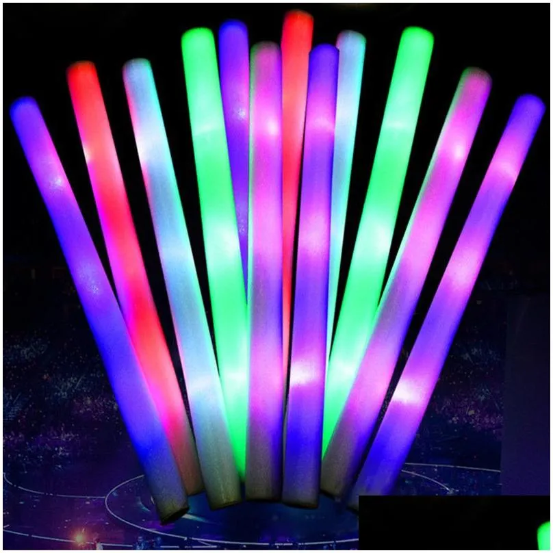 Light-Up Foam Sticks Party Concert Decor LED Soft Batons Rally Rave Glowing Wands Color Changing Flash Torch Festivals Luminous Stick