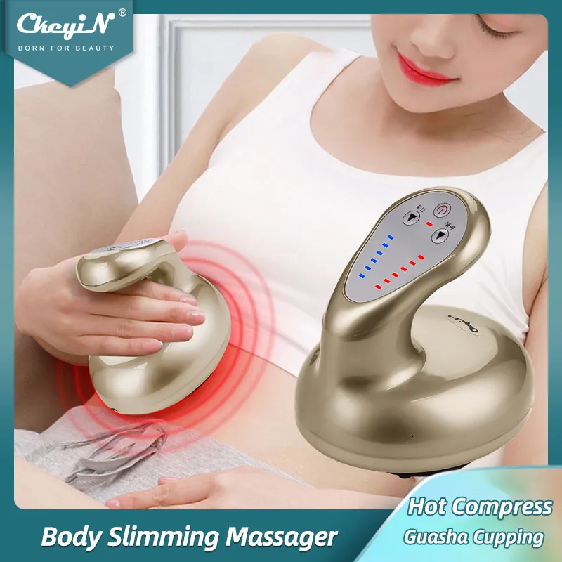 Andra massageföremål Ckeyin Cordless Electric Guasha Massager Komprimera skrapningsanordning negativ tryck Detox Magnetisk våg Koppning Viktminskning 230831