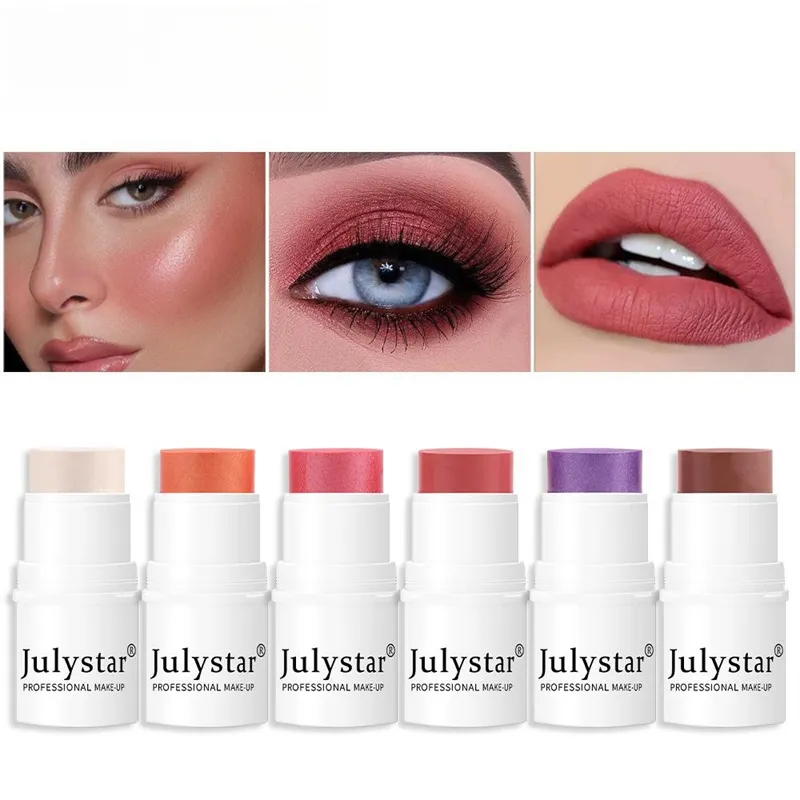 Julystar-colorete en barra profesional, 6 colores, duradero, resistente al agua, colorete en polvo, sombra de ojos, cosméticos sexys para mejillas femeninas