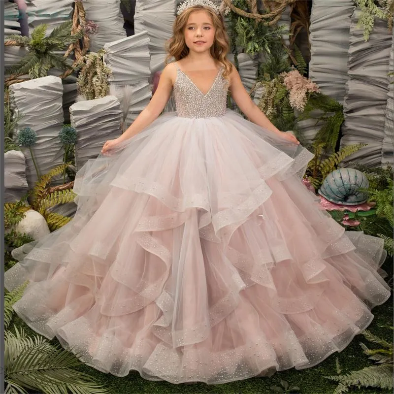 Mädchen Kleider Schichten Blume süße Prinzessin Kleid Hochzeit Party Kind Kinder