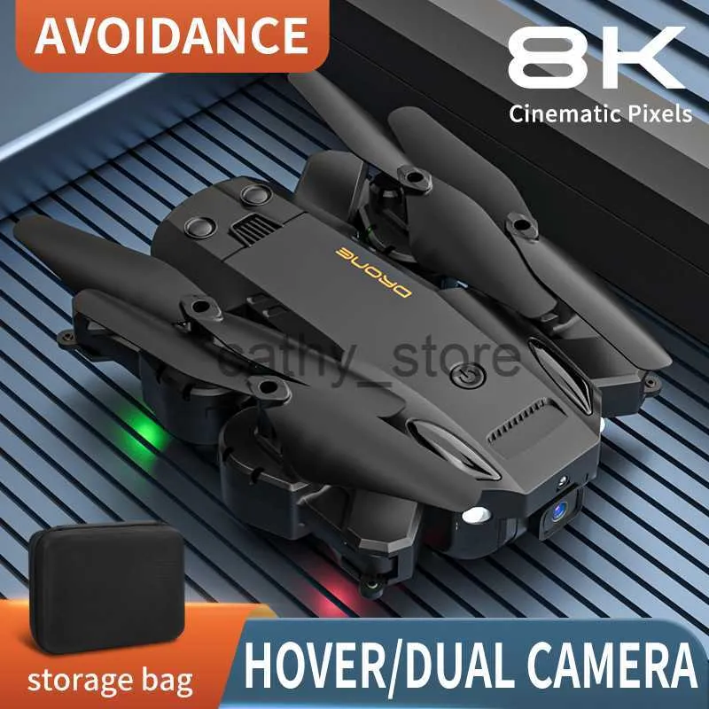 Simulatorer Q6 8K HD Dual Camera Drone RC Distance 150m 2.4G WiFi FPV Hinder Undvikande Quadcopter Folding Present Toy X0831