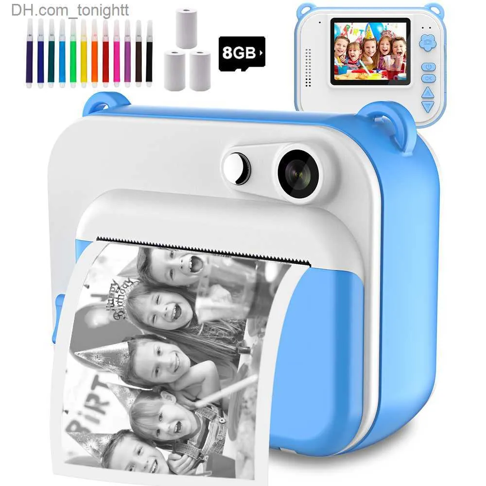 Camcorders Instant Print-camera voor kinderen met thermische printer Digitale foto voor kinderen Speelgoed voor meisjes Kindvideo Verjaardagscadeau voor jongen Q230901