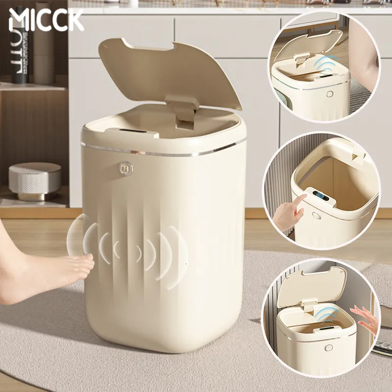 廃棄物ビンMICCK 20Lオートマチックセンサーのゴミ箱は、バスルームキッチンと家庭用品230830用の紫外線充電可能なダストビンスマートビン