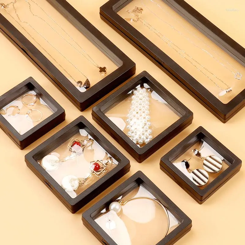 Sacchetti per gioielli IHUES Scatola per esposizione con pellicola trasparente Confezione a sospensione Anello Bracciale Accessori Regalo