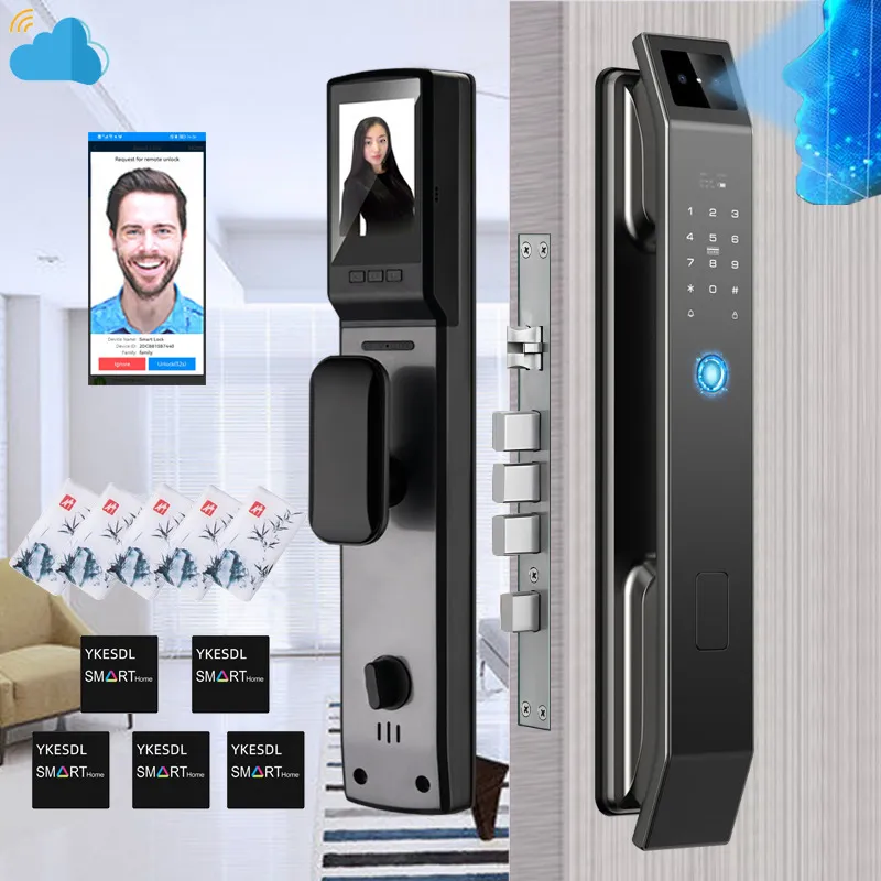 Door Locks 3D Face Recognition Unlock Digital Lock med kamera Fingeravtryck Lösenord Nyckellös elektronisk 230830