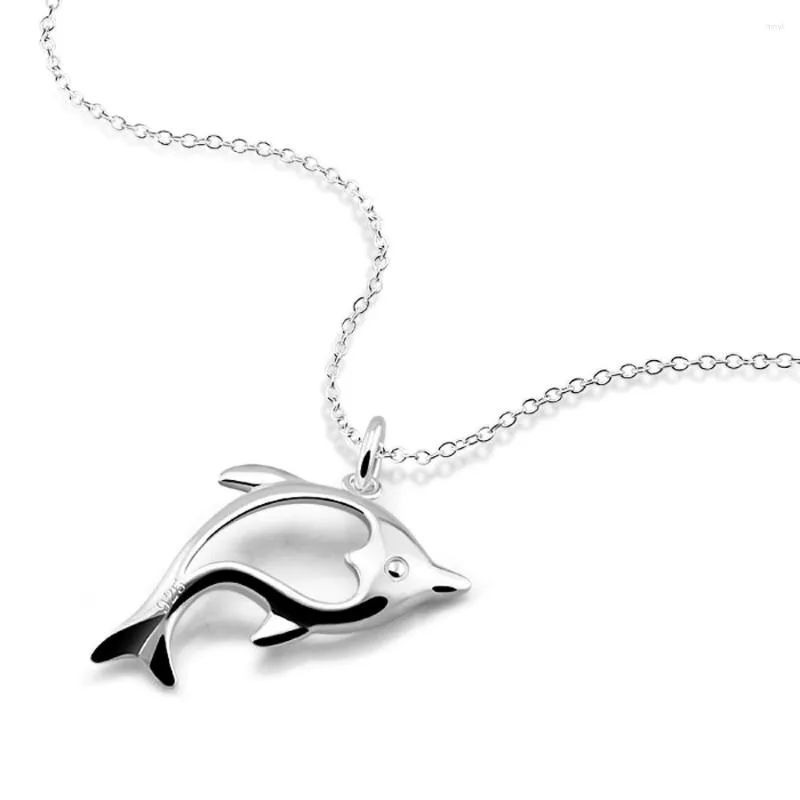 Ciondoli Ziqiudie Collana in argento sterling 925 con delfino scavato Collana con catena alla clavicola da donna minimalista Regalo di compleanno per fidanzata