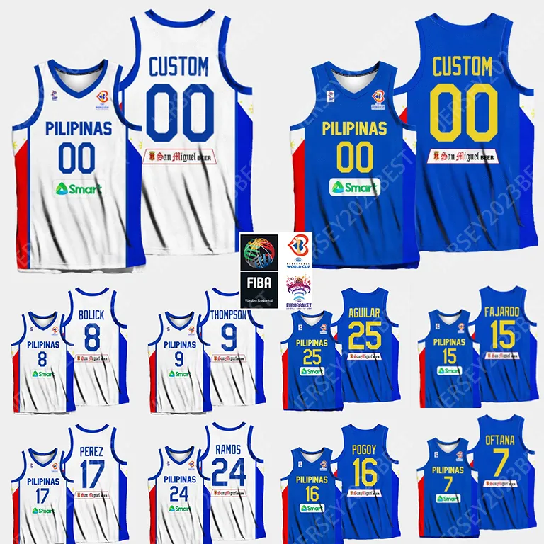 2023 Maglia Filippine Squadra Nazionale Coppa del Mondo 4 Kiefer RAVENA Maglia da basket 7 Timothy INTESTAZIONE 15 giugno Mar FAJARDO 19 Kai Sotto 6 Clarkson Jalen XS-4XL