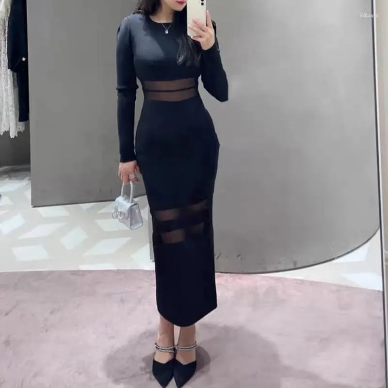 Casual Dresses 2023 Women Maxi Dress Spring Summer Mid-Calf Length Solid A-Line Lace Sexy Elegant Design Trendy Stylish High Street SP