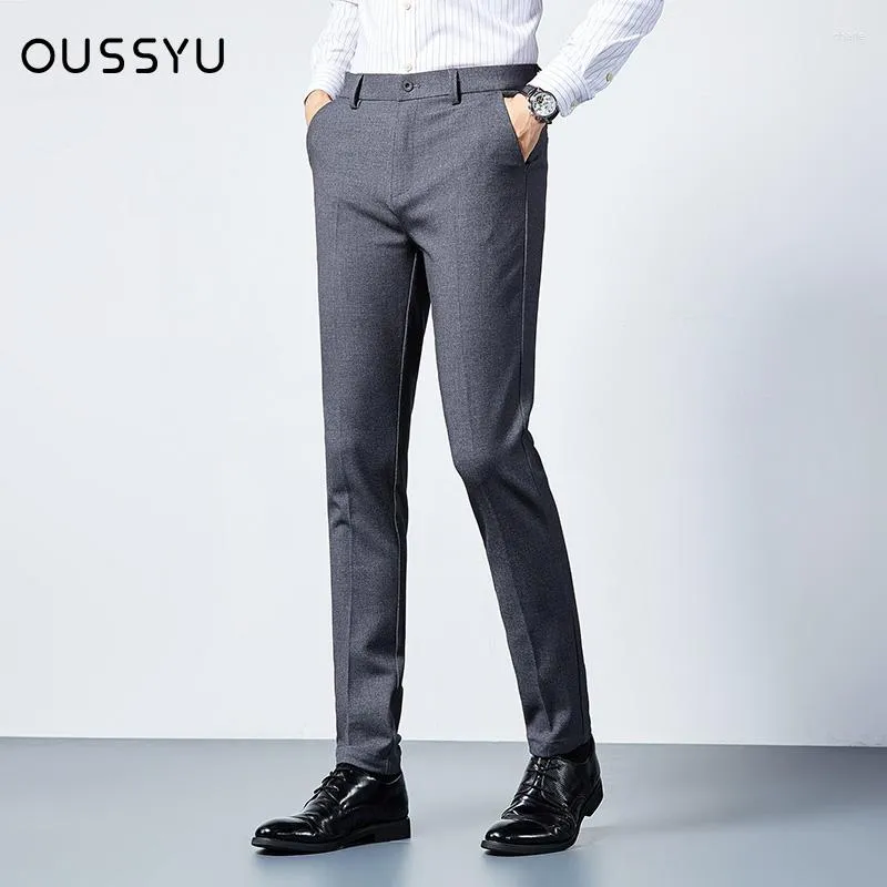 سراويل الرجال للرجال OUSSYU العلامة التجارية بدلة الرجال عرضة رسمية رسمية رفيعة ربيع الخريف الذكور المكتب الكلاسيكي الطول الطويل على التوالي