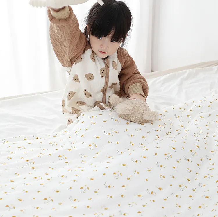 Soft Muslin Winter Organic Cotton Quilt For Baby Crib Thick Infant Bedding Kindergarten Childrens Bed Organic Cotton Quilted Blanket 110X130cm 230831 From Huan08 26.14 DHgate.Com