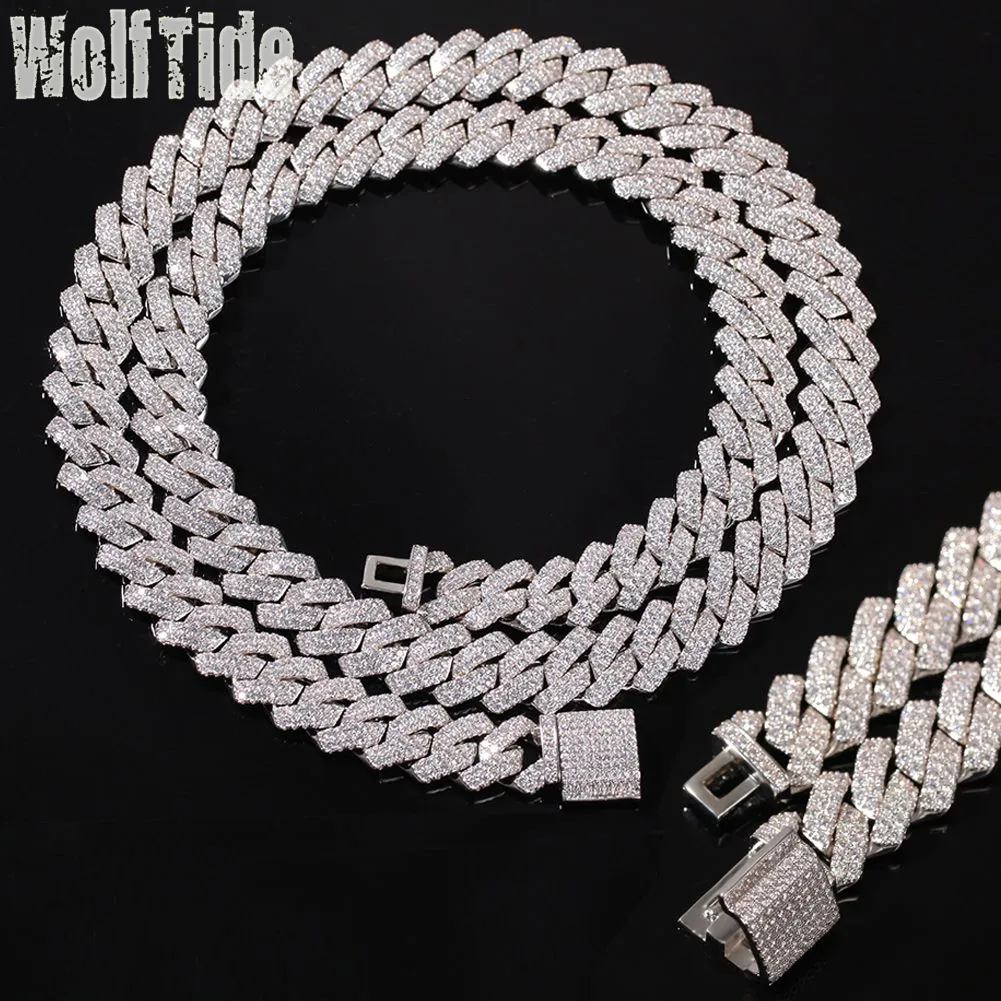 13mm 20mm Ouro Bling Diamante Cuban Link Chain Colar Gargantilha para Homens Iced Out 2 Tons Rosa 5A CZ Cubic Zirconia Curb Chains Miami Hip Hop Rapper Joias Presentes Bijuterias