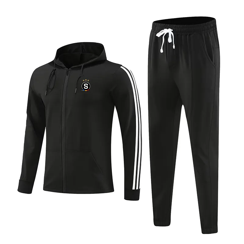 AC Sparta Praha Men's Tracksuits outdoor sports warm long sleeve clothing full zipper With cap long sleeve leisure sports suit