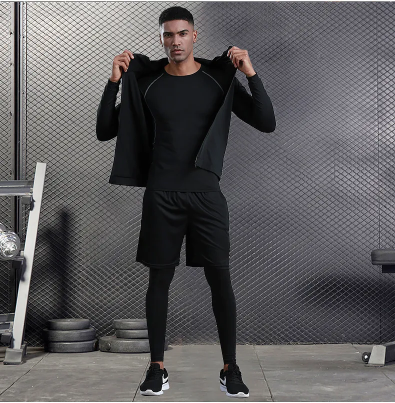 Survêtements pour hommes Polyester séchage rapide élastique grande taille t-shirt de sport 5 pièces vêtements d'entraînement hommes vêtements de sport 230831