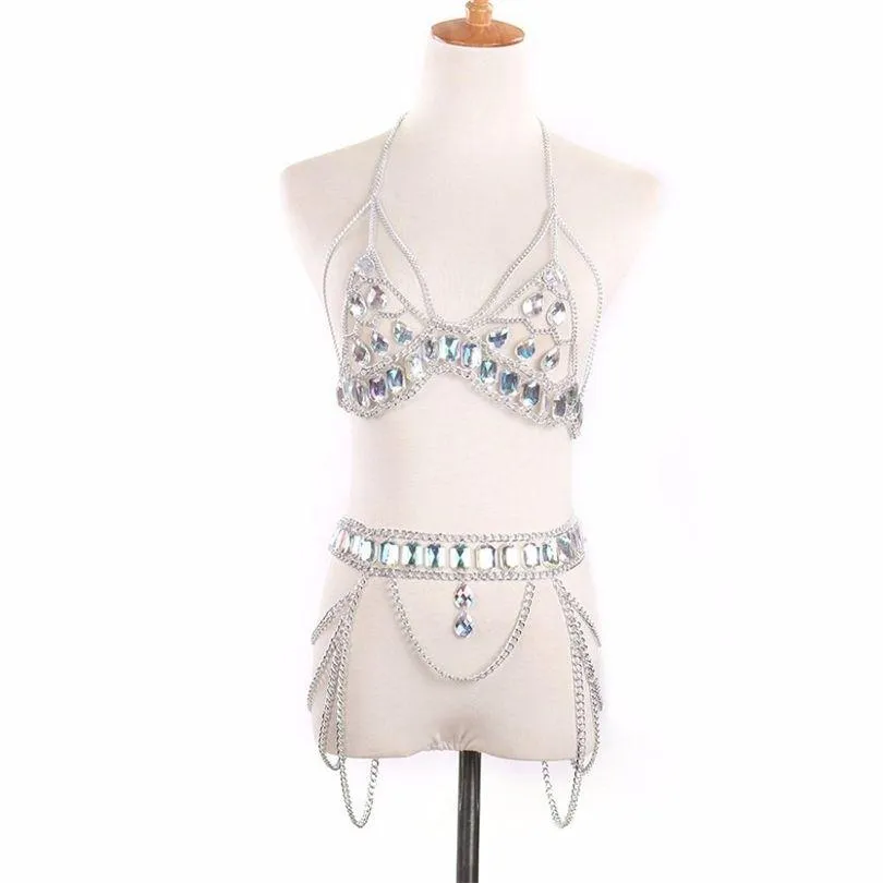 Other Jewelry Sets Body Chain Women Waist Belt Top Bra Harness Summer Bikini Water Drop Bodychain Festival T200508 Delivery Dharu